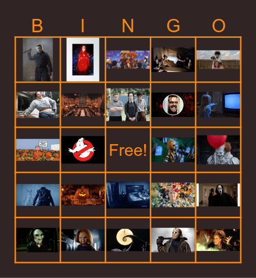 Halloween Movie Bingo Card