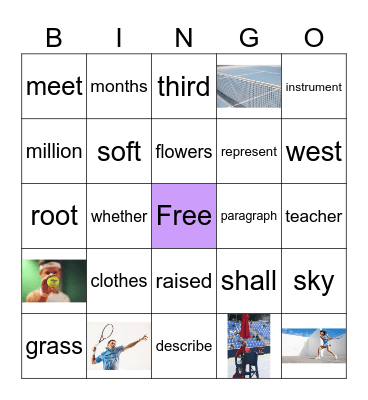 Tennis Bingo- Purple Bingo Card