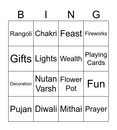 Diwali Tambola @ Shah's Home Bingo Card