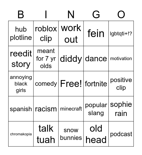 tiktok Bingo Card