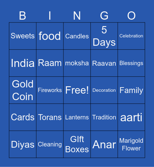 DIWALI BINGO Card