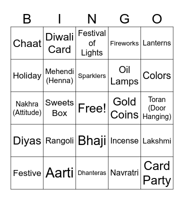 Diwali Bingo Card