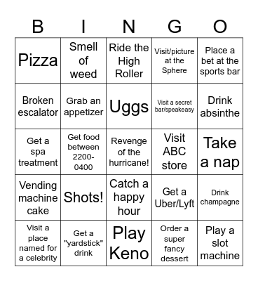 Las Vegas Bingo #6 Bingo Card