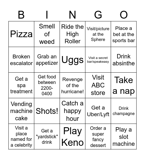 Las Vegas Bingo #6 Bingo Card