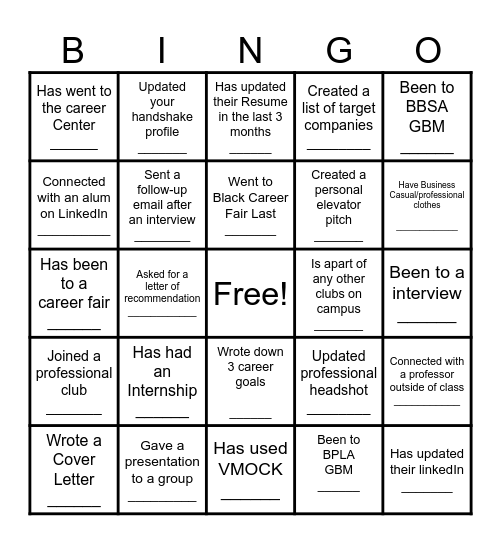 CAREER BOOTCAMP Bingo Card