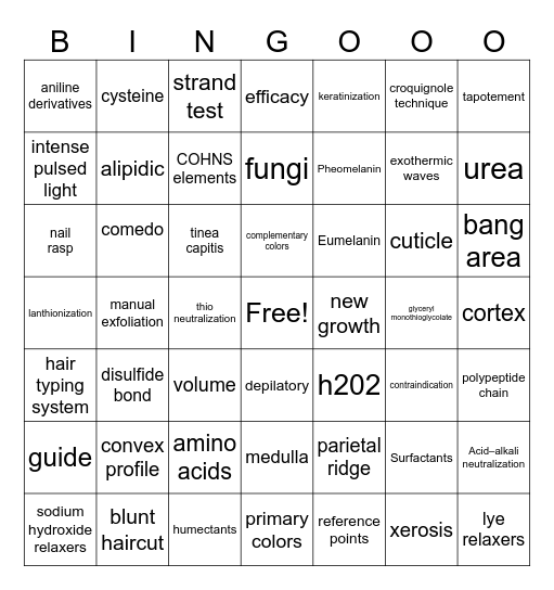 Cosmo Bingo Card