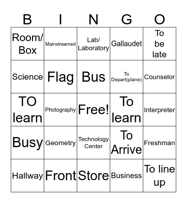 Unit 5 Vocabulary Bingo Card