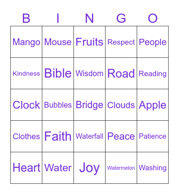 Let’s Play Word Bingo! Bingo Card