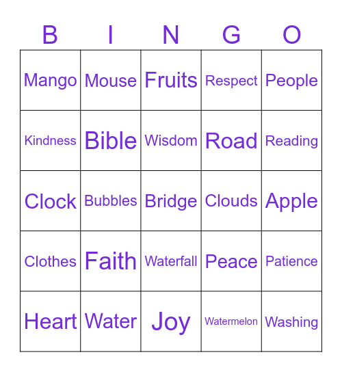 Let’s Play Word Bingo! Bingo Card