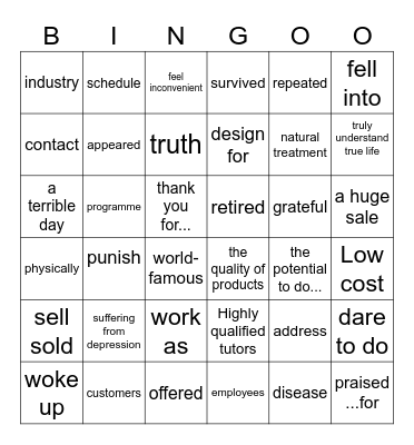 第九周周测必会词          name:----------- Bingo Card