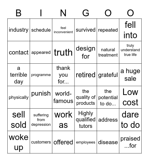 第九周周测必会词          name:----------- Bingo Card