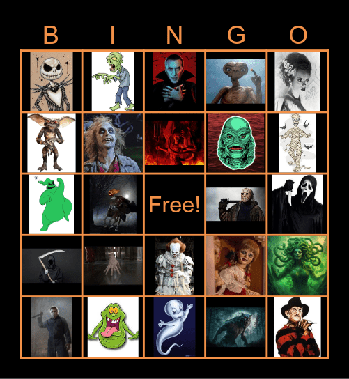 Halloween Movies and Monsters Bingo Card