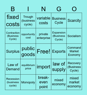 Business Econ Bingo Card