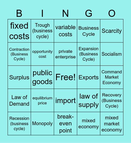 Business Econ Bingo Card