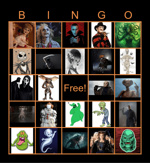 Halloween Movies and Monsters Bingo Card