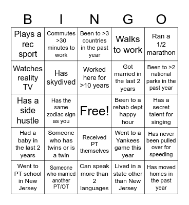 PT Month 2024 Bingo Card