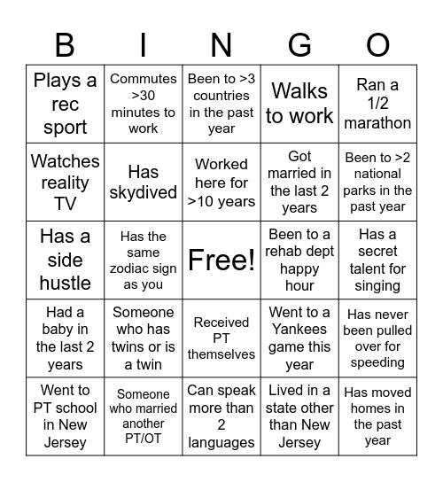 PT Month 2024 Bingo Card