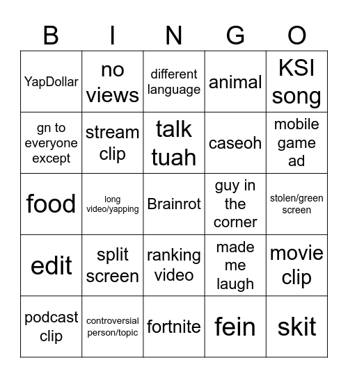 Untitled Bingo Card