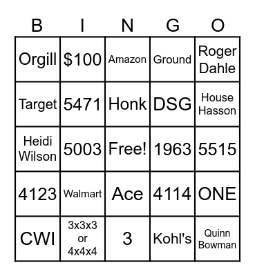 LTL Bingo Card