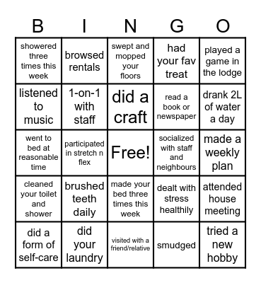 Independent Living Skills! Bingo Card