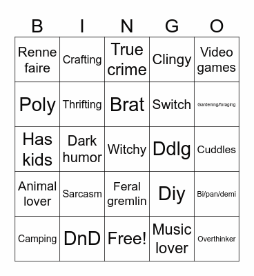 Poly bingo Card