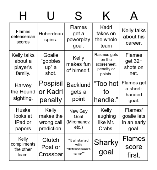 Flames BINGO Card