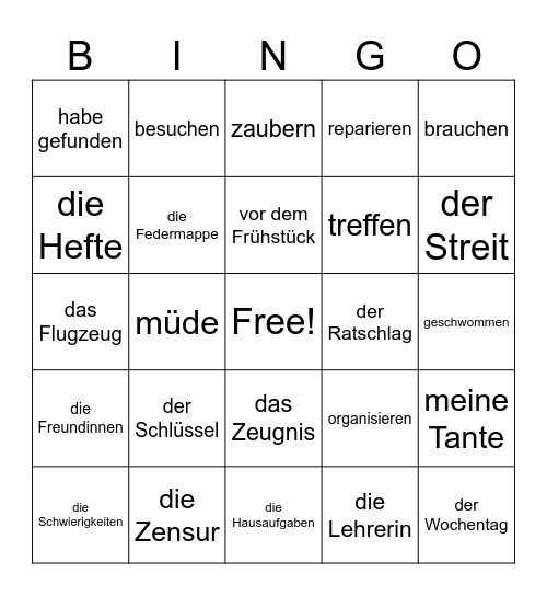 Finde das Problem Bingo Card