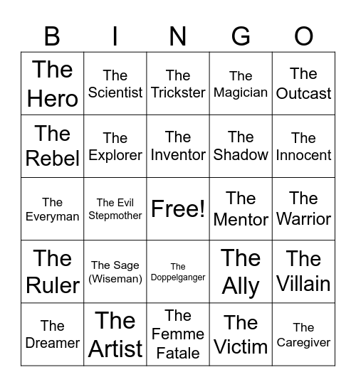 Archetype Bingo Card