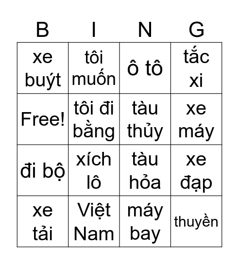 Đi du lịch 2 Bingo Card