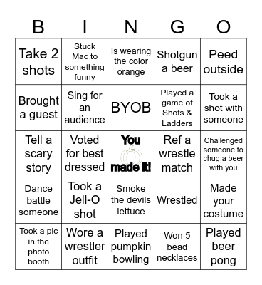 Halloween Bingo Card