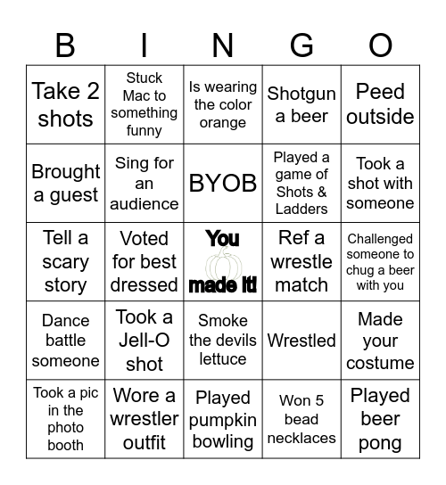 Halloween Bingo Card