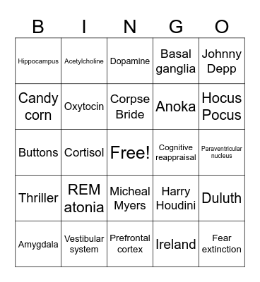 NeuroNetwork's Spooktacular Bingo! Bingo Card
