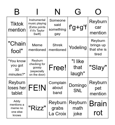 Ms. Calc Bingo Card