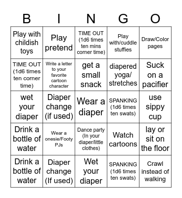 ABDL Task Bingo Card