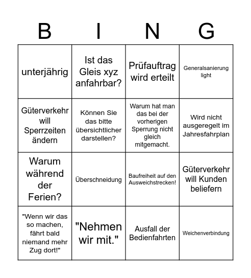 Baubündel-Besprechung-Bullshit-Bing(o) Bingo Card