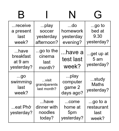 DID YOU...? Bingo Card