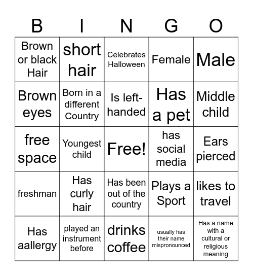 Diversity CLub Bingo Card