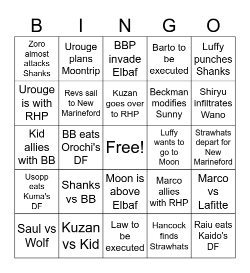 Elbaf Bingo Card