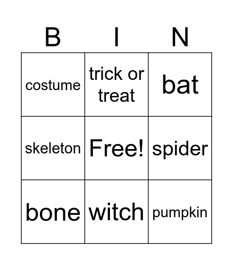 HALLOWEEN Bingo Card