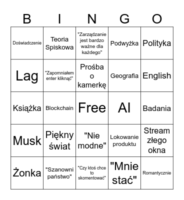 Mega bingo Szewczykowe Bingo Card