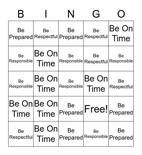 4 Be's Bingo Card