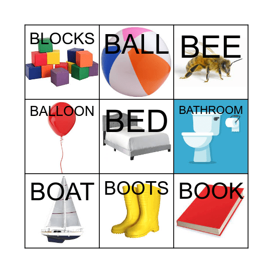 Letter B Bingo Card