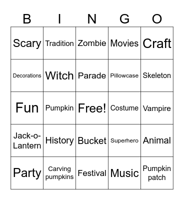 Halloween Bingo Card