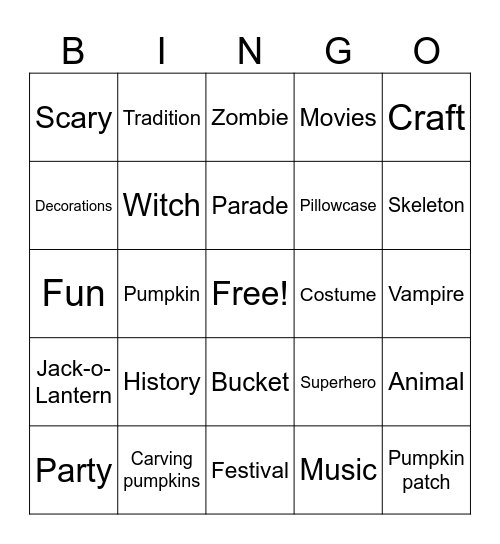 Halloween Bingo Card