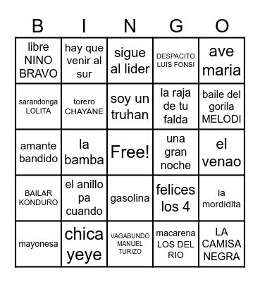 BINGO MUSICAL Bingo Card