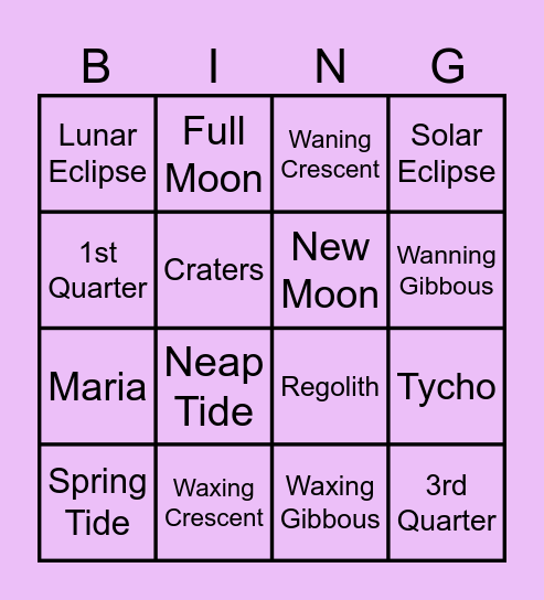 Moon Bingo Card