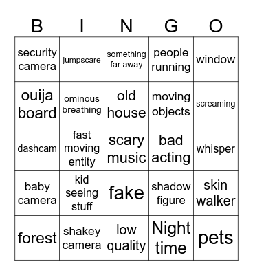 scary vids bingo Card