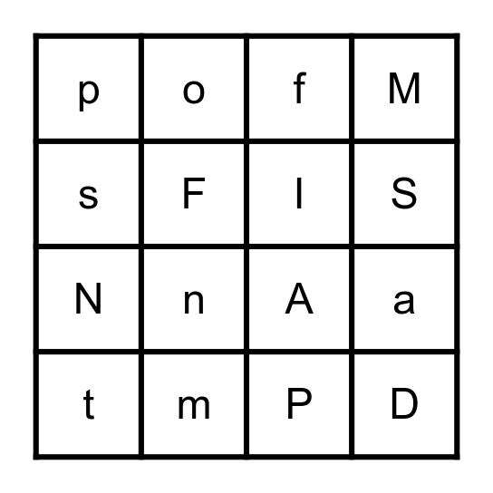 Alphabet Bingo Card