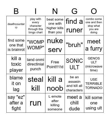 The Strongest Battlegrounds!!1!d Bingo Card