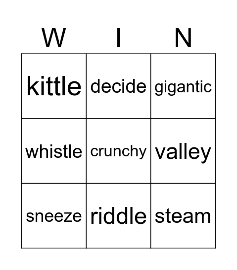 The Stinky Giant Bingo Card
